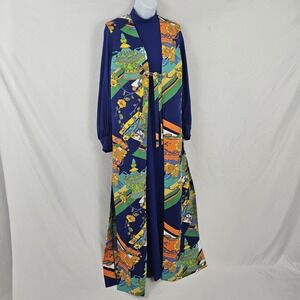 Vintage Tori Richard Honolulu Maxi Dress Small Groovy Psychedelic MCM 2 Piece